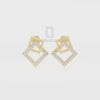 Natural Citrine Square Stud Earrings for Women