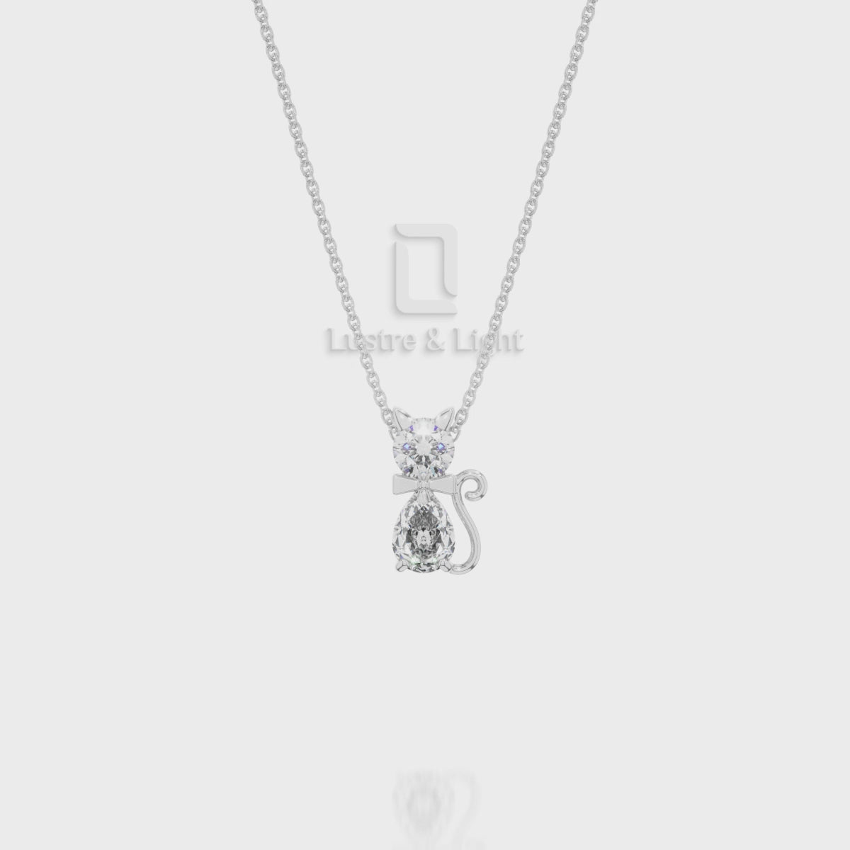 Natural Black Onyx Cat Pendant Necklace with 18" Chain