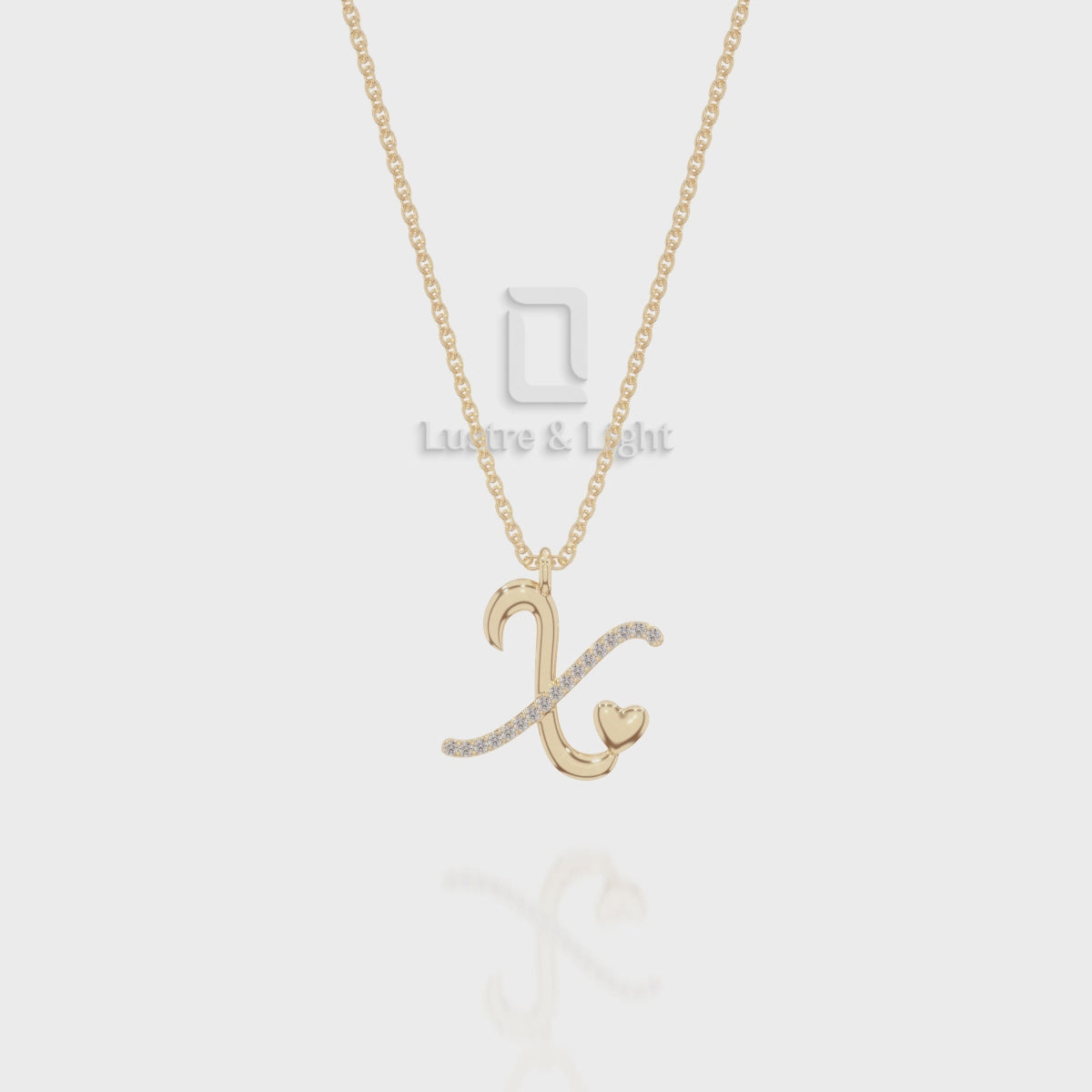 Moissanite Initials Pendant Necklace for Women with 18" Chain