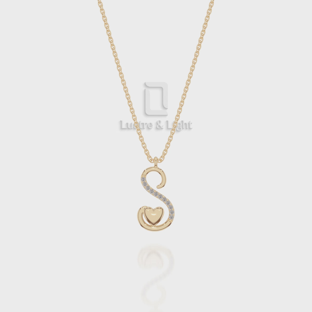 Moissanite Initials Pendant Necklace for Women with 18" Chain