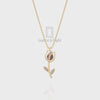 Natural Black Onyx Tulip Pendant Necklace with Moissanite (18" Chain)