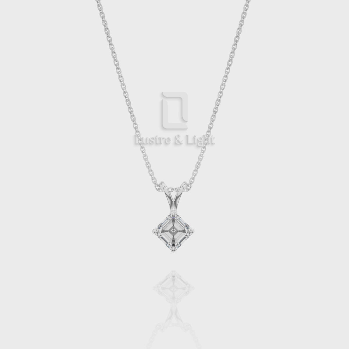 Moissanite V-Bale Solitaire Pendant Necklace with 18" Chain