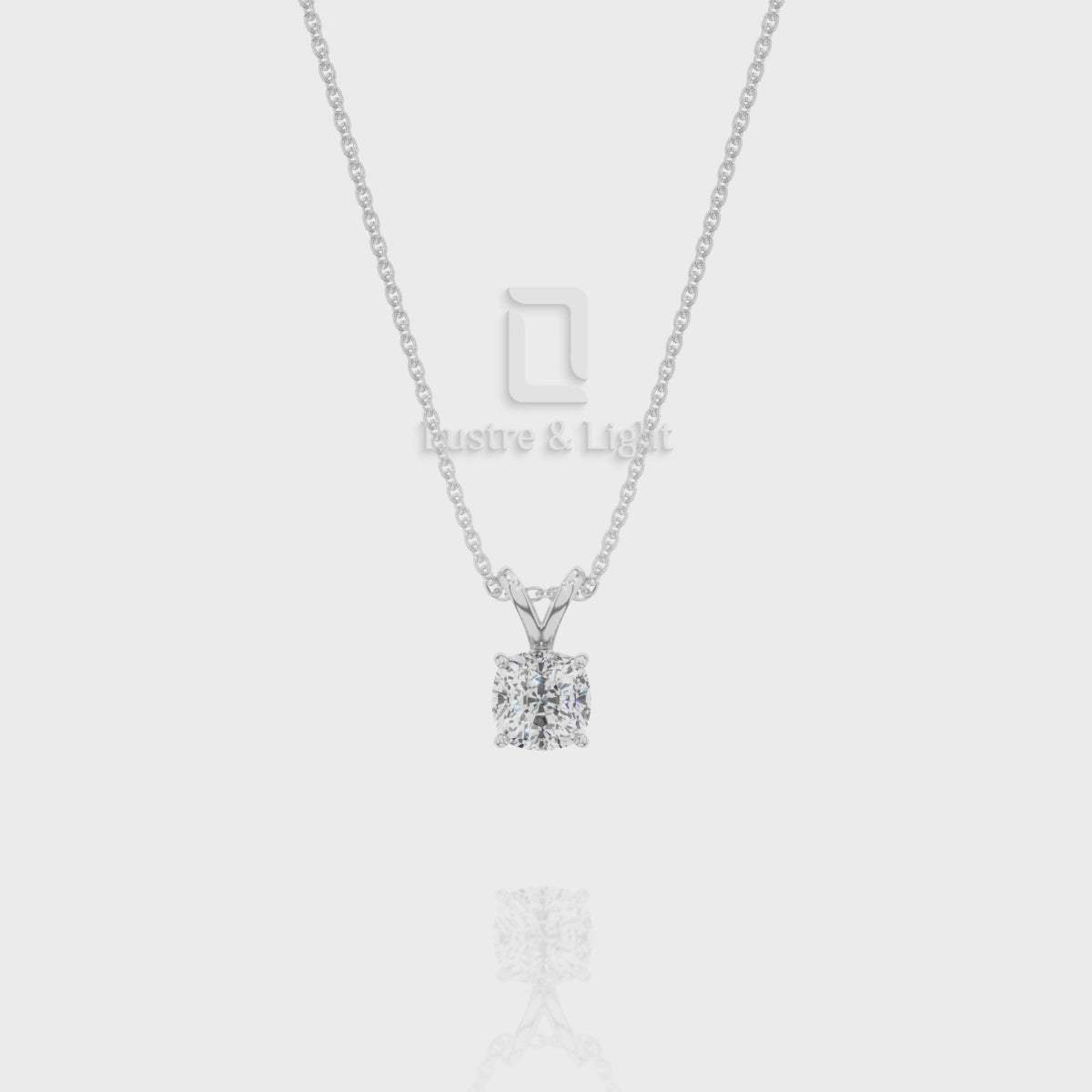 Moissanite V-Bale Solitaire Pendant Necklace with 18" Chain