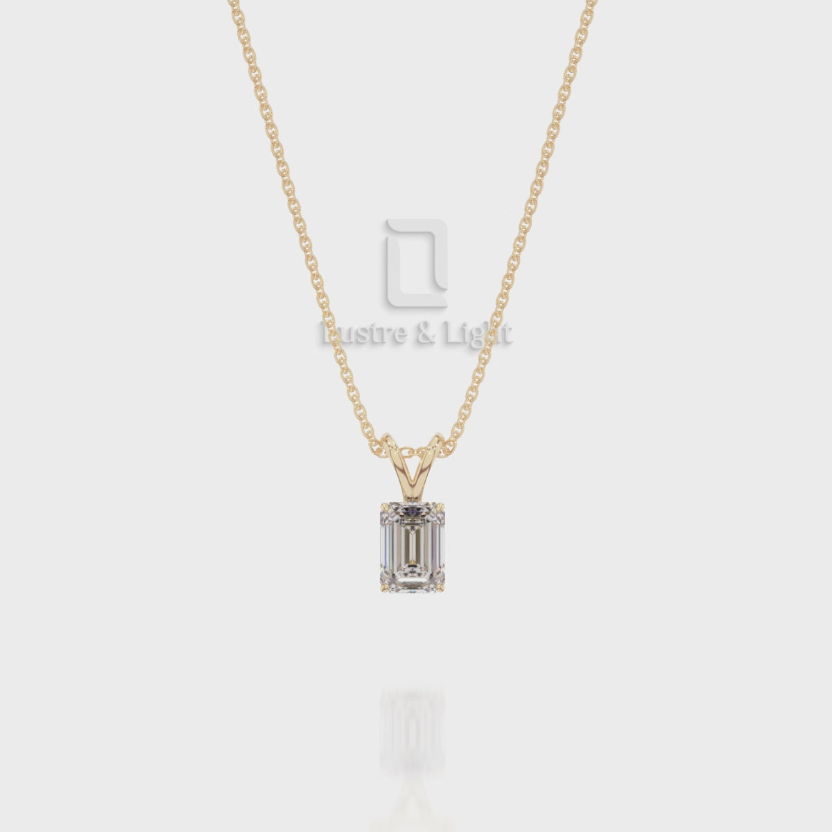 Moissanite V-Bale Solitaire Pendant Necklace with 18" Chain
