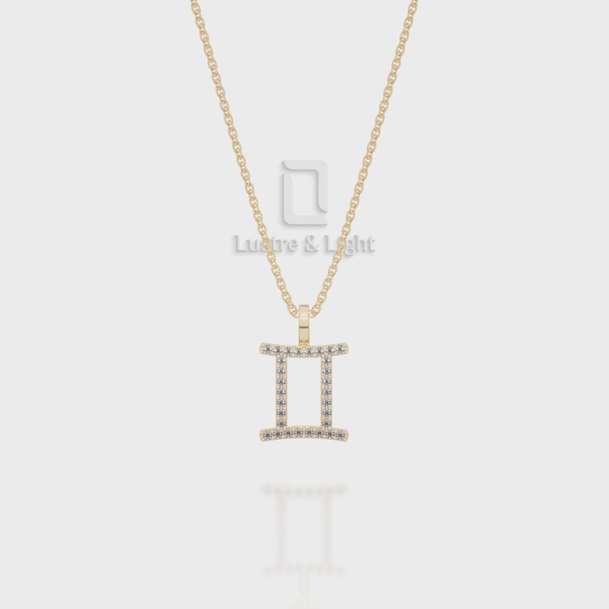 Moissanite Gemini Zodiac Sign Pendant Necklace with 18" Chain