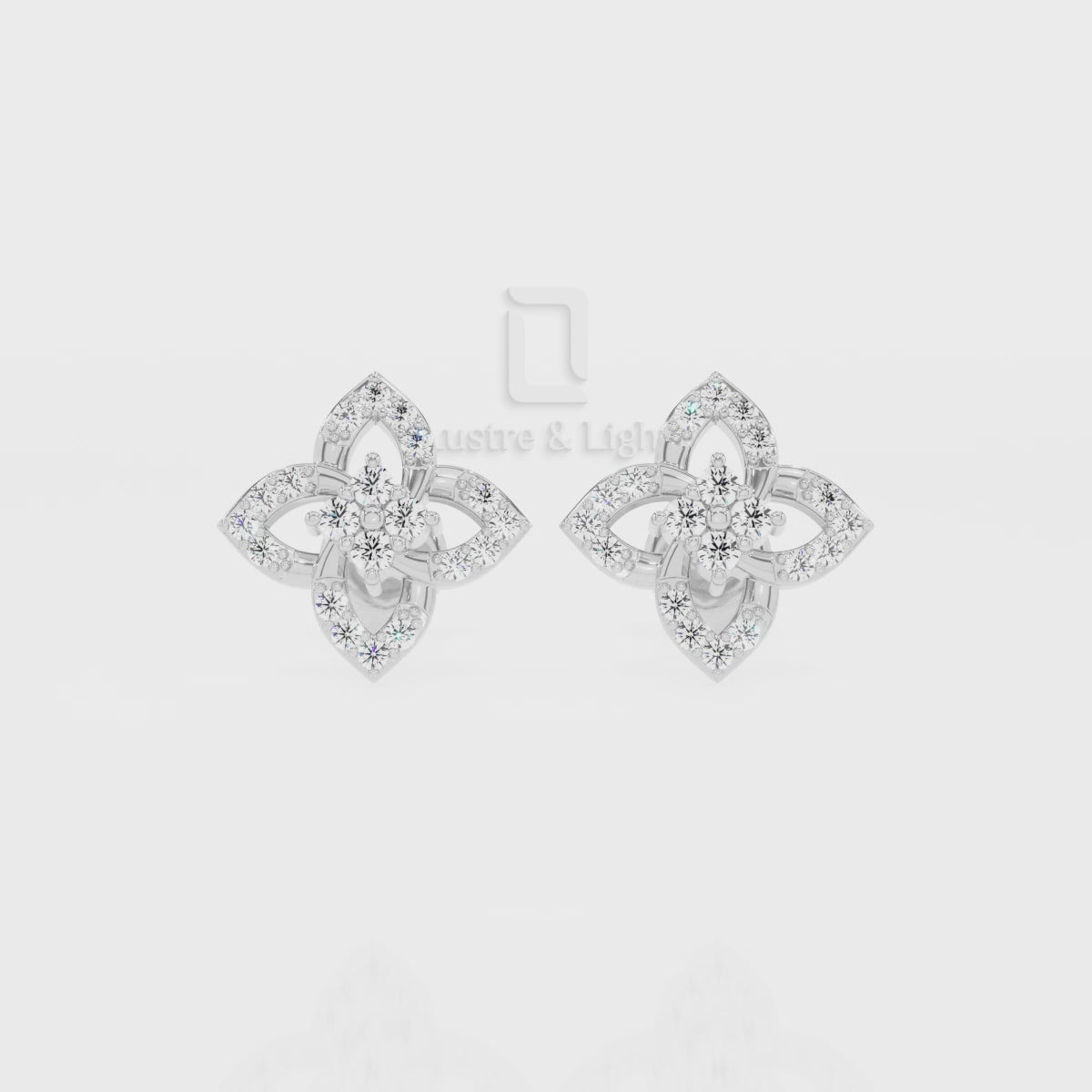 Natural Citrine 4 Petal Flower Stud Earrings for Women with Moissanite