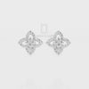 Natural Citrine 4 Petal Flower Stud Earrings for Women with Moissanite