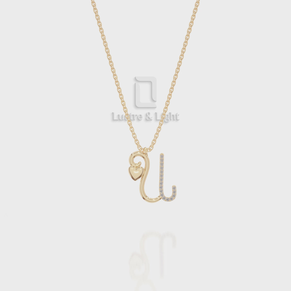 Moissanite Initials Pendant Necklace for Women with 18" Chain
