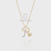Moissanite Initials Pendant Necklace for Women with 18" Chain