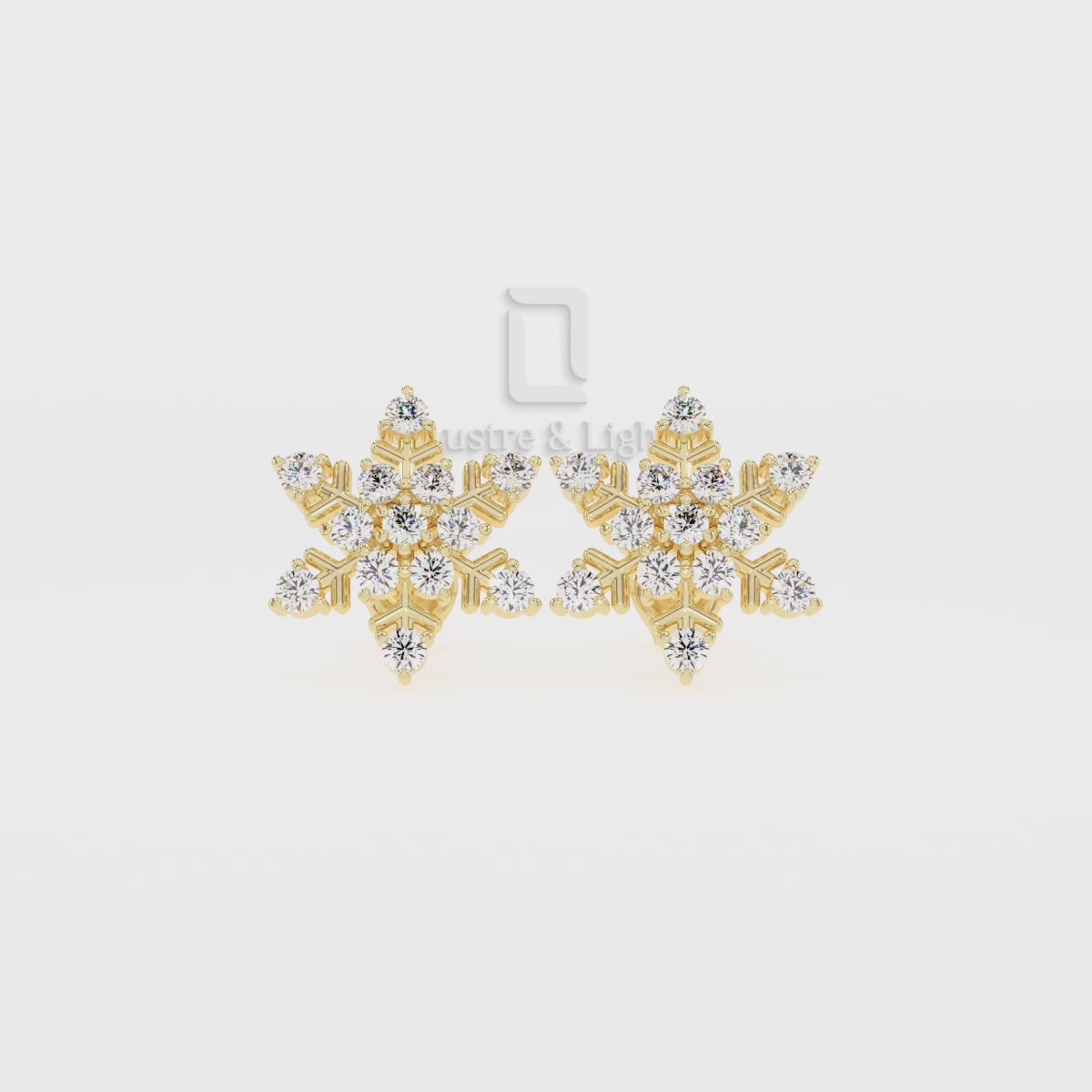 Natural Citrine Snowflake Stud Earrings for Women with Moissanite