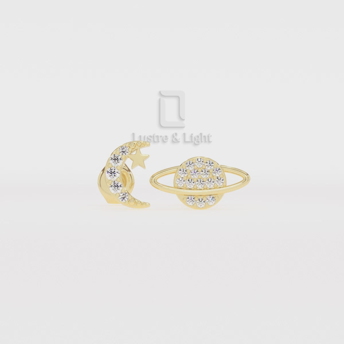 Moissanite Moon-Star-Planet Stud Earrings for Women