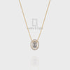 Natural Black Onyx Solitaire Halo Pendant Necklace with Moissanite (18" Chain)