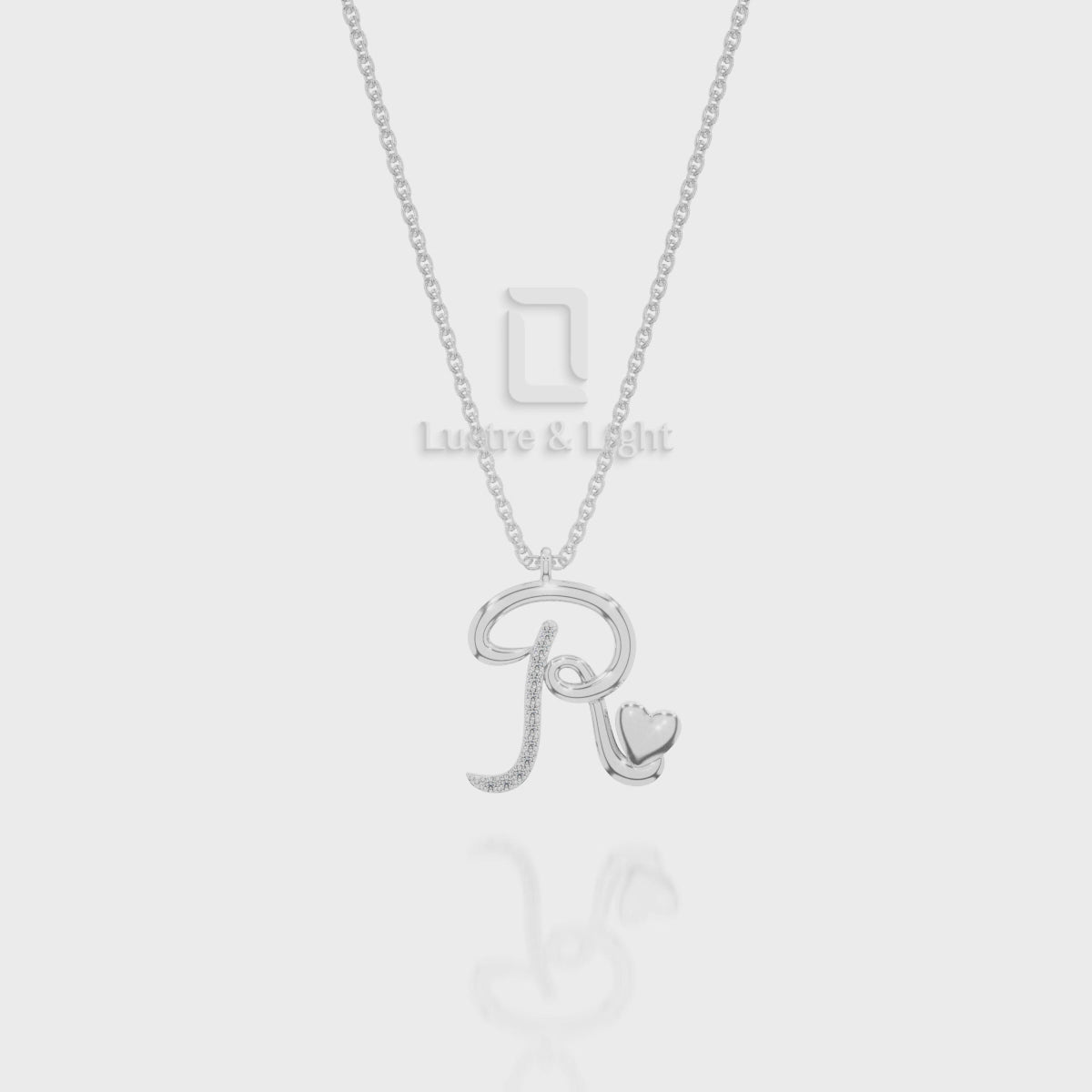 Moissanite Initials Pendant Necklace for Women with 18" Chain