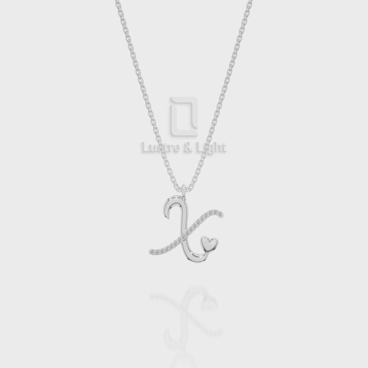 Moissanite Initials Pendant Necklace for Women with 18" Chain