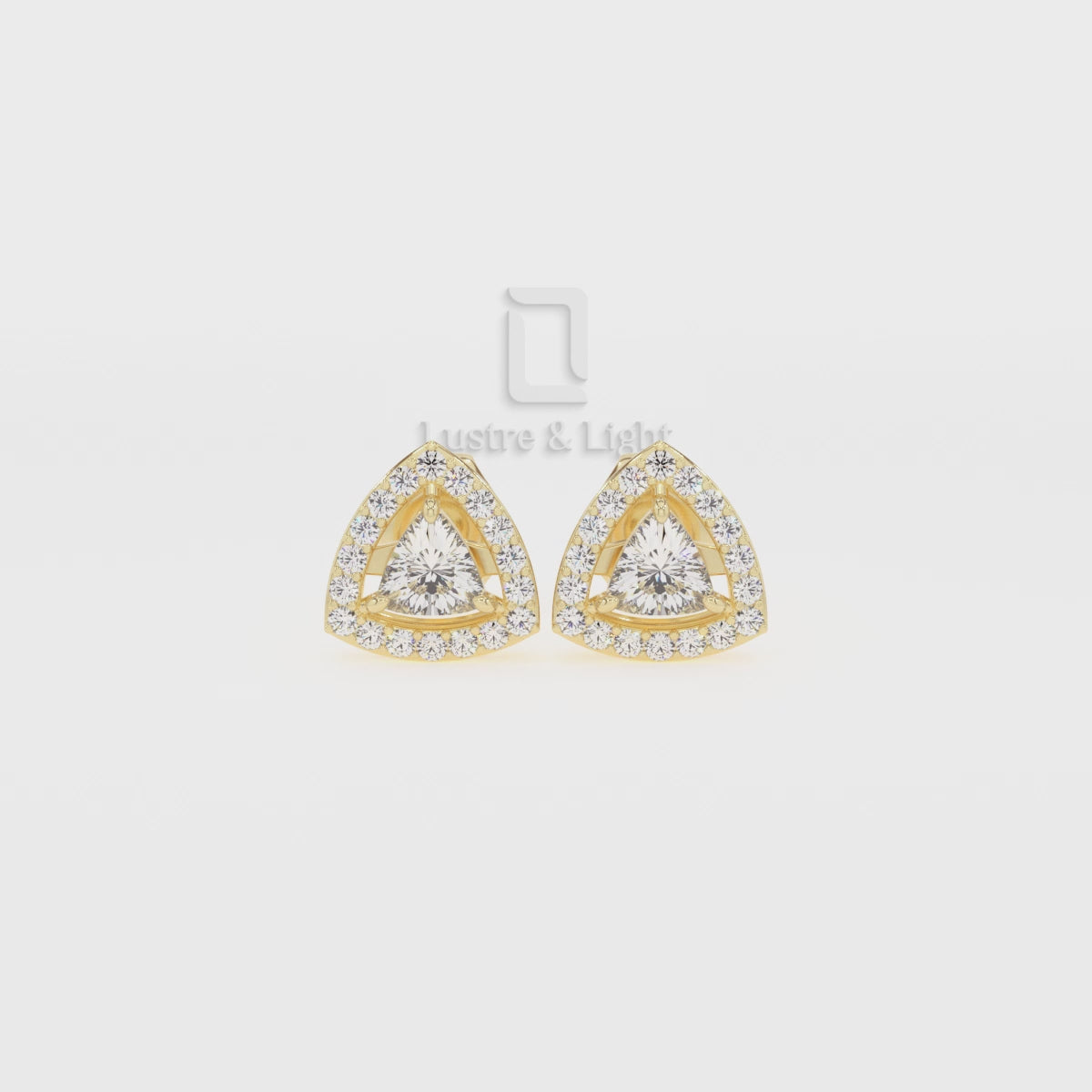Moissanite Trillion Halo Stud Earrings for Women