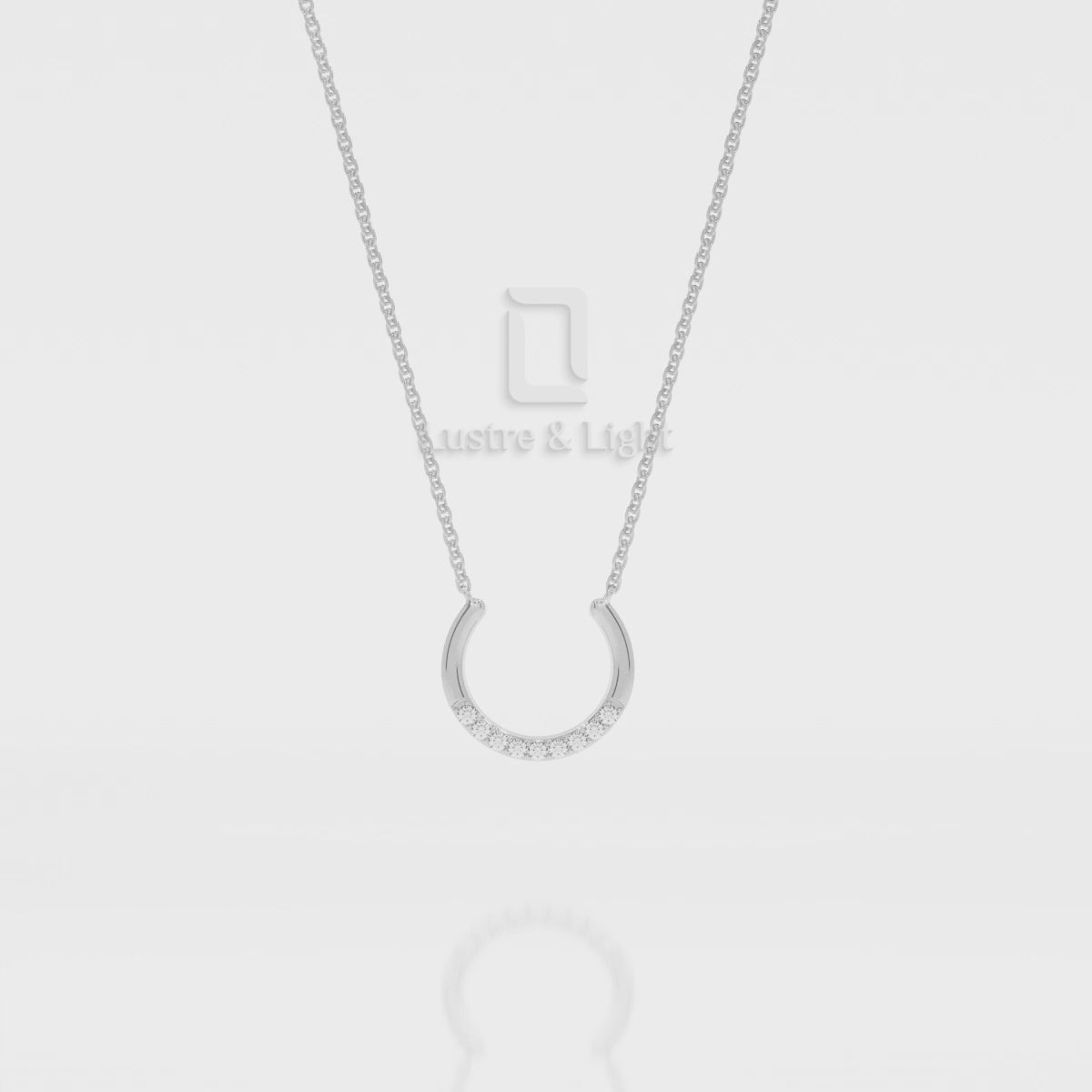 Natural Black Onyx Horse Shoe Pendant Necklace with 18" Chain