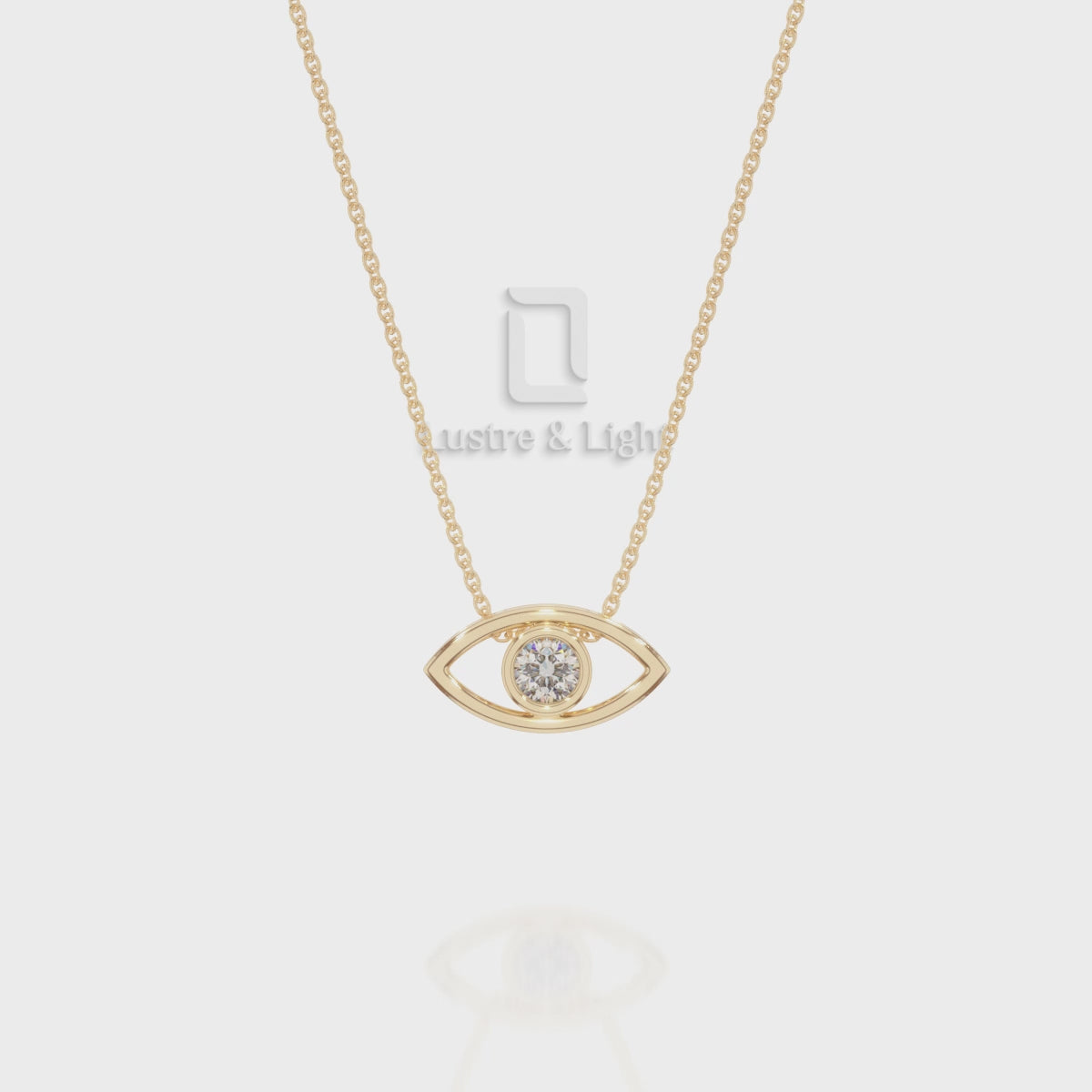 Natural Pink Tourmaline Evil Eye Pendant Necklace with 18" Chain