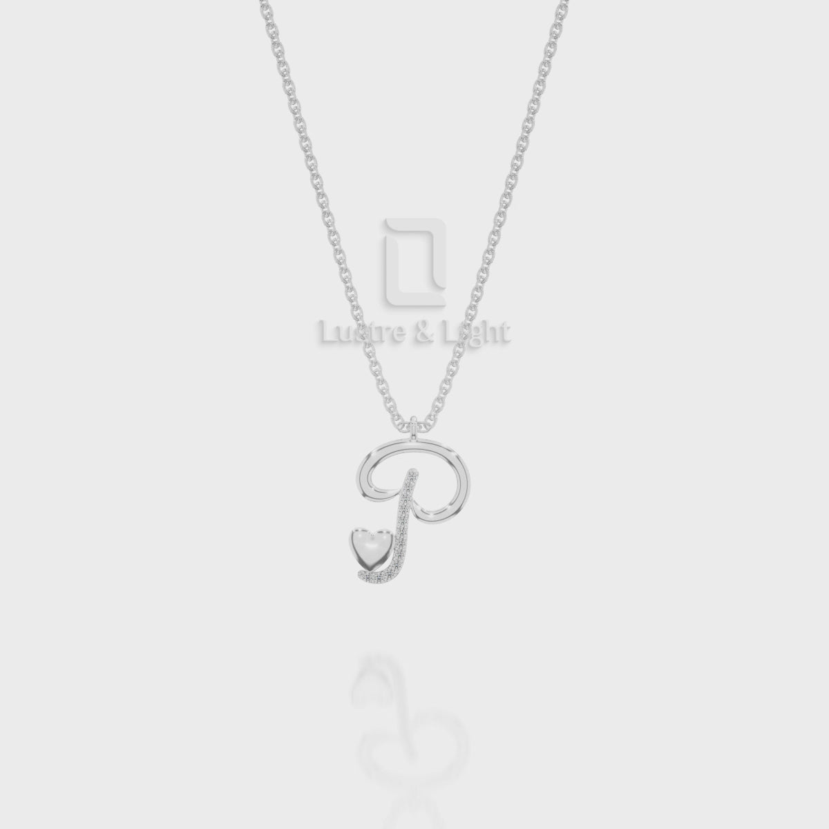 Moissanite Initials Pendant Necklace for Women with 18" Chain