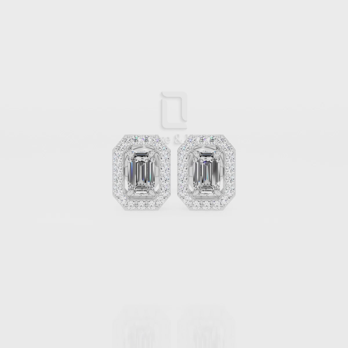 Moissanite Emerald-Cut Halo Stud Earrings for Women