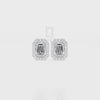 Moissanite Emerald-Cut Halo Stud Earrings for Women