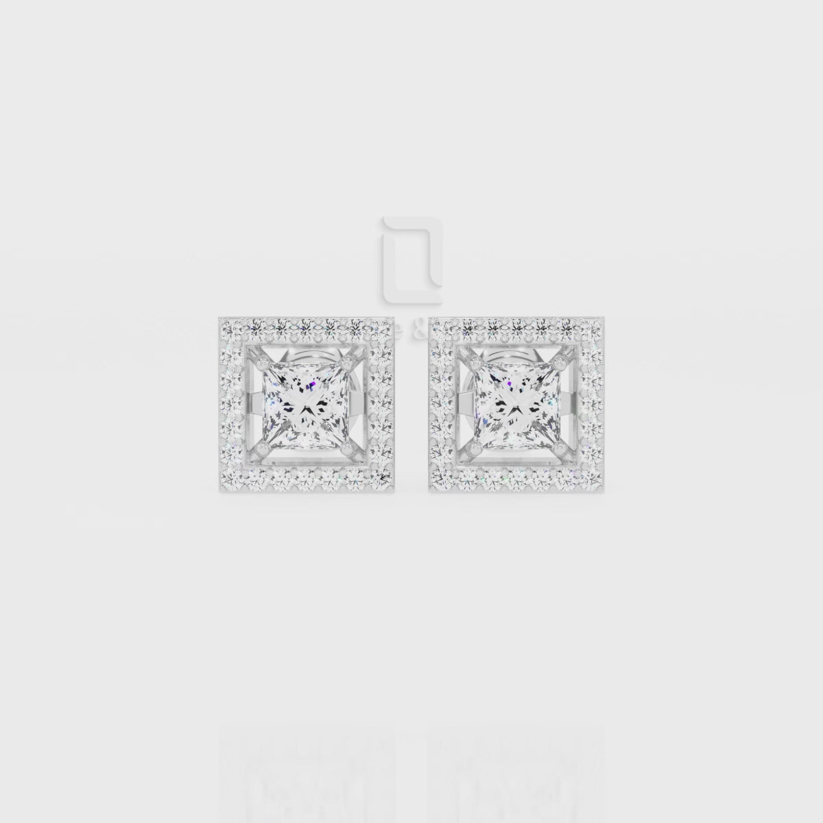 Moissanite Princess-Cut Halo Stud Earrings for Women