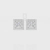 Moissanite Princess-Cut Halo Stud Earrings for Women
