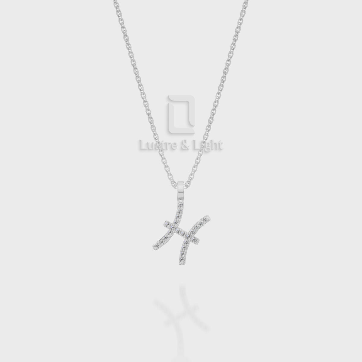 Moissanite Pisces Zodiac Sign Pendant Necklace with 18" Chain