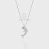 Natural Black Onyx Dolphin Pendant Necklace with Moissanite (18" Chain)