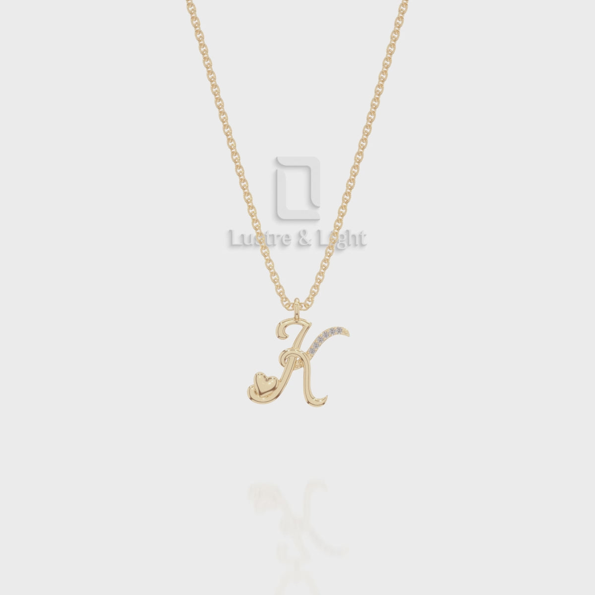 Moissanite Initials Pendant Necklace for Women with 18" Chain