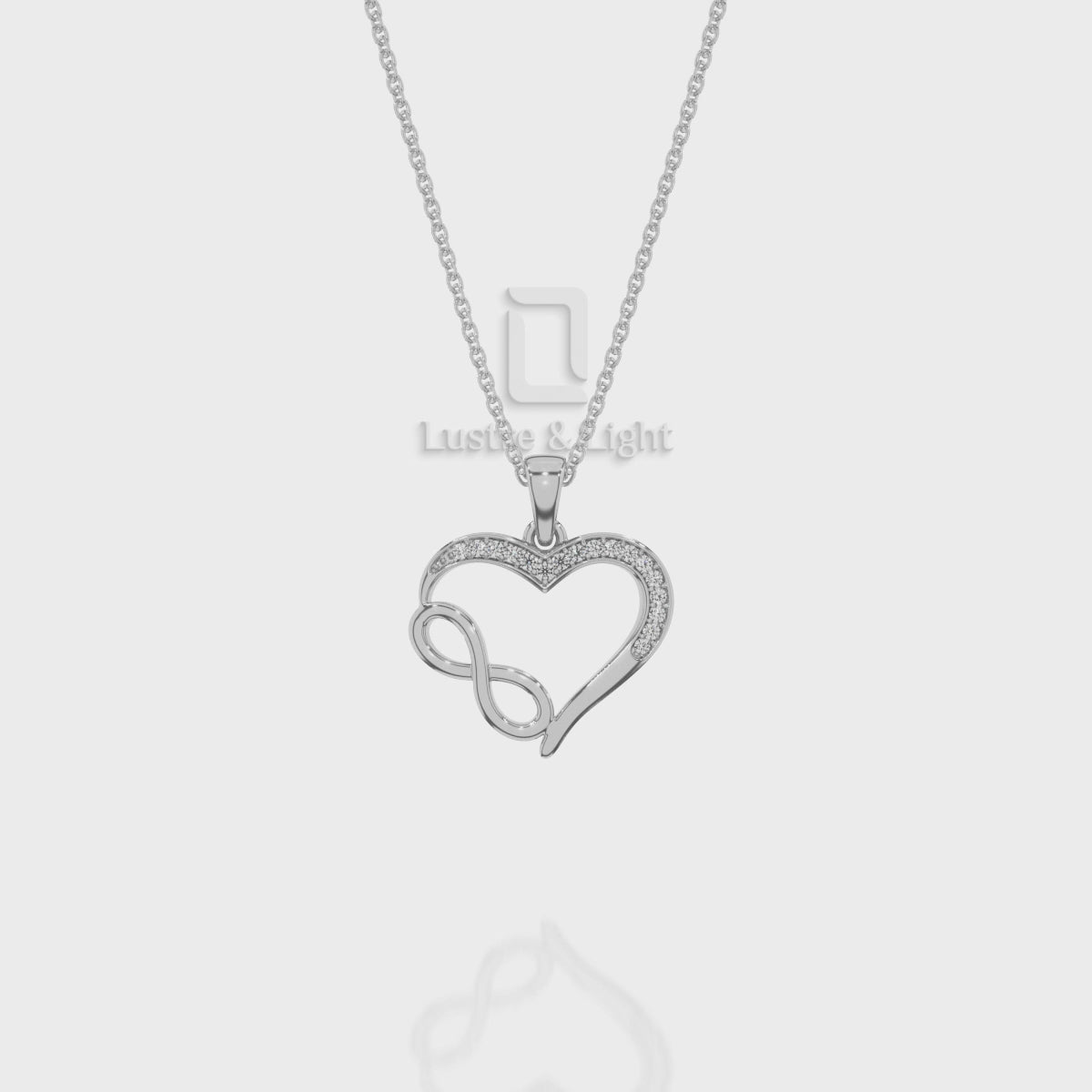 Natural Black Onyx Infinity Heart Pendant Necklace with 18" Chain