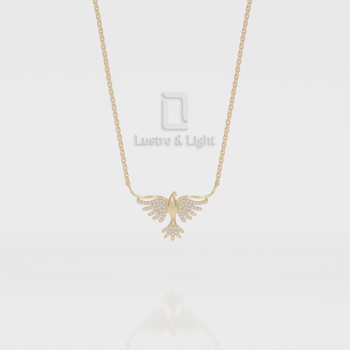 Natural Black Onyx Phoenix Eagle Pendant Necklace with 18" Chain
