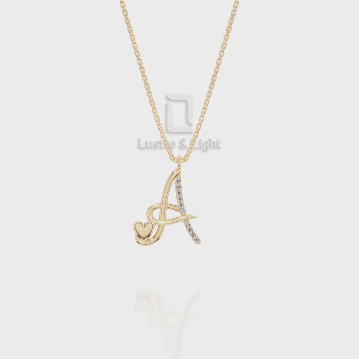 Moissanite Initials Pendant Necklace for Women with 18" Chain