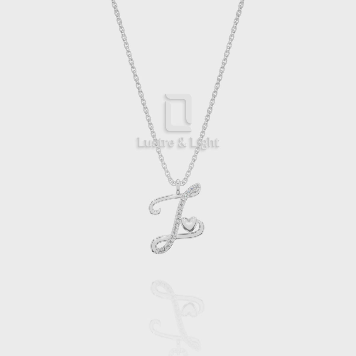 Moissanite Initials Pendant Necklace for Women with 18" Chain