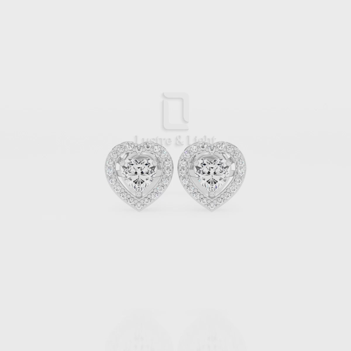 Moissanite Heart Halo Stud Earrings for Women