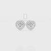 Moissanite Heart Halo Stud Earrings for Women