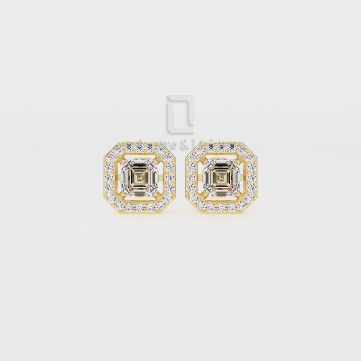 Moissanite Asscher Halo Stud Earrings for Women