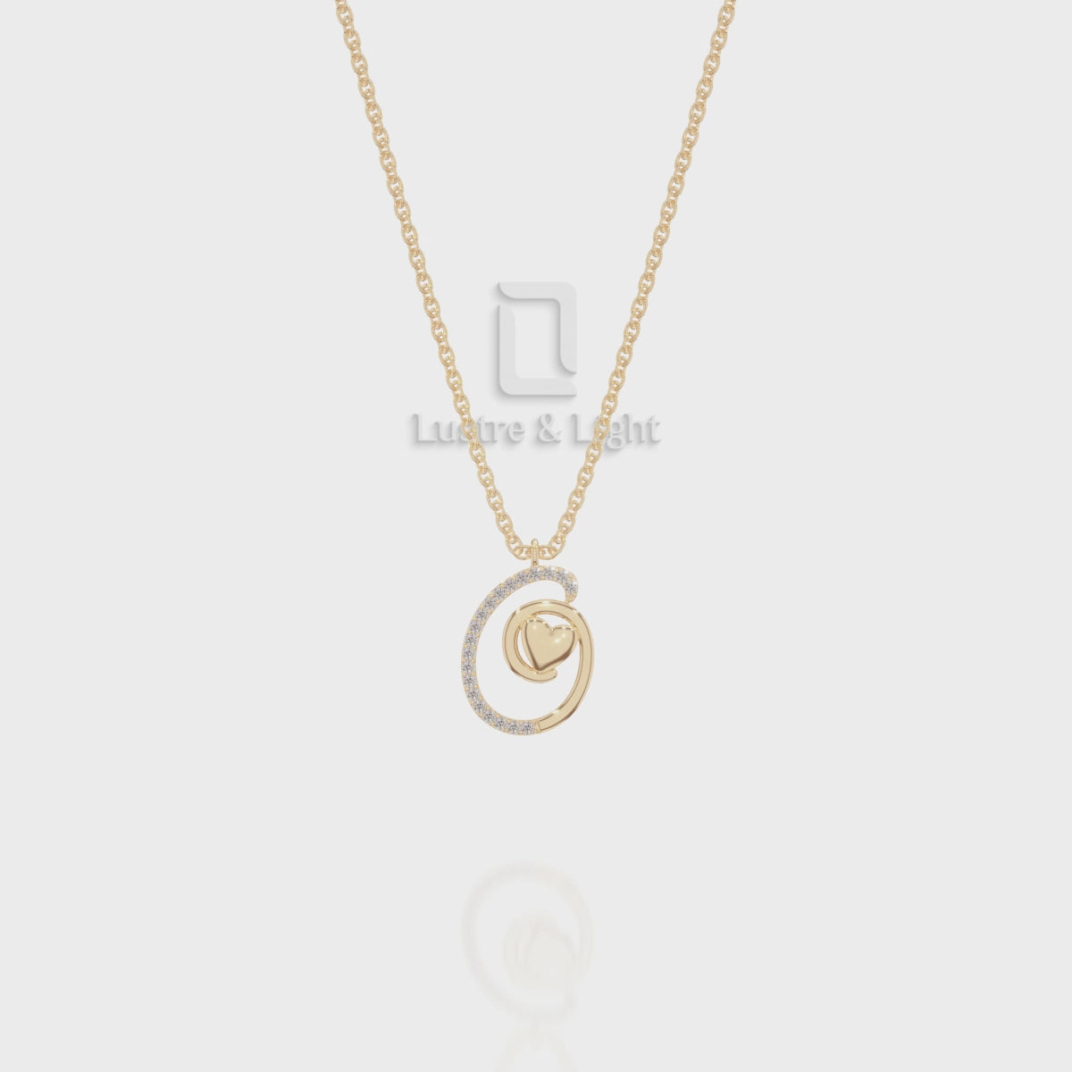 Moissanite Initials Pendant Necklace for Women with 18" Chain