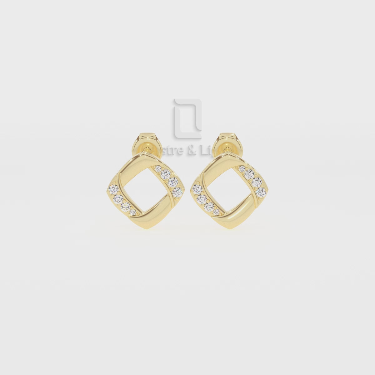 Natural Citrine Square Stud Earrings for Women