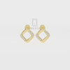 Natural Citrine Square Stud Earrings for Women