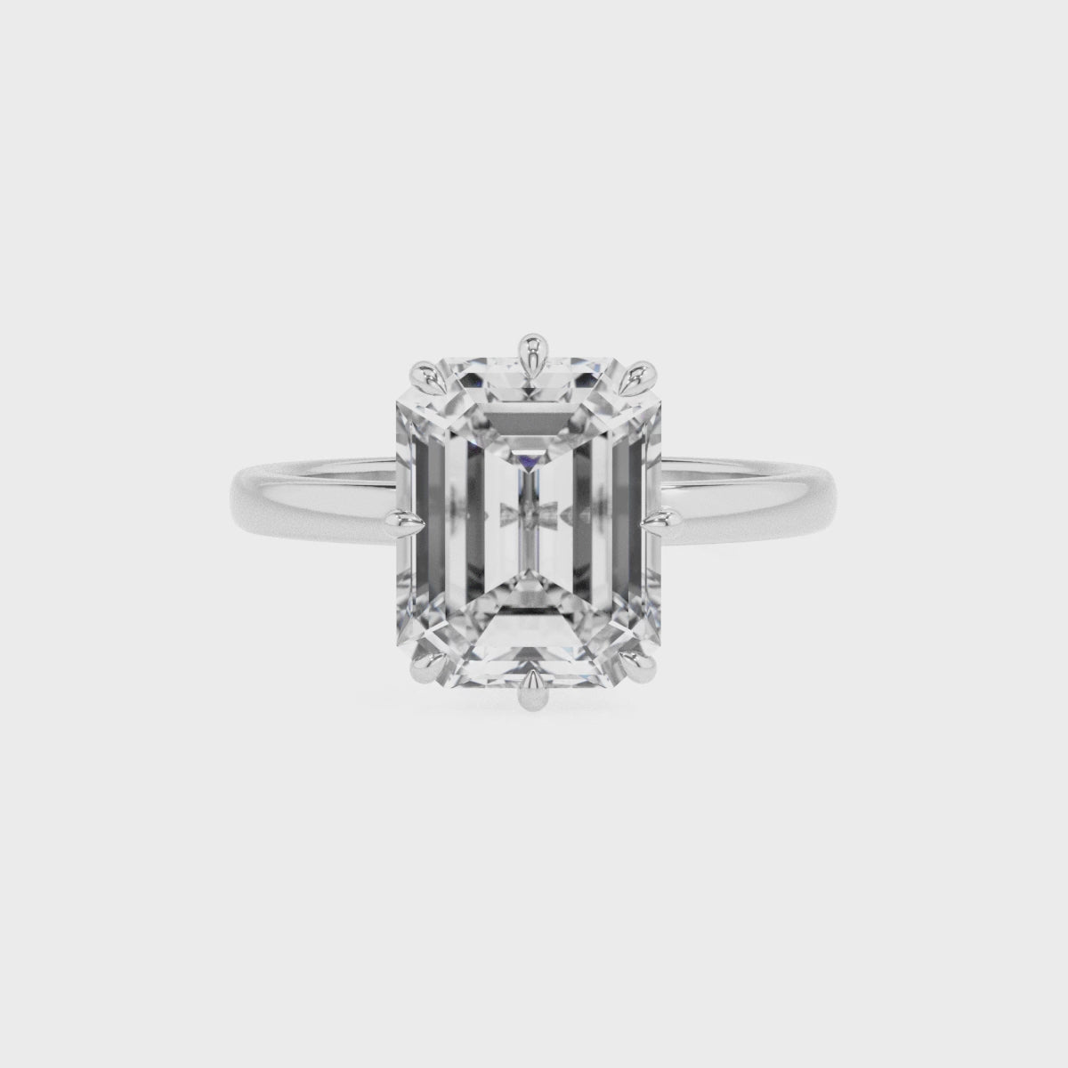 lab-grown moissanite emerald solitaire engagement ring