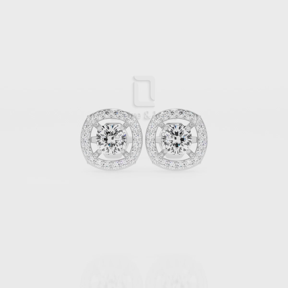 Moissanite Cushion Halo Stud Earrings for Women