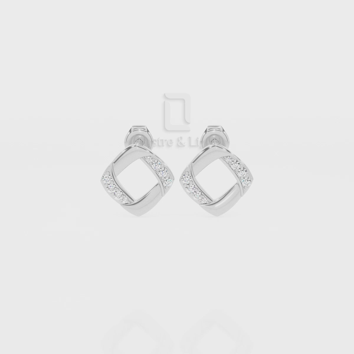 Natural Citrine Square Stud Earrings for Women