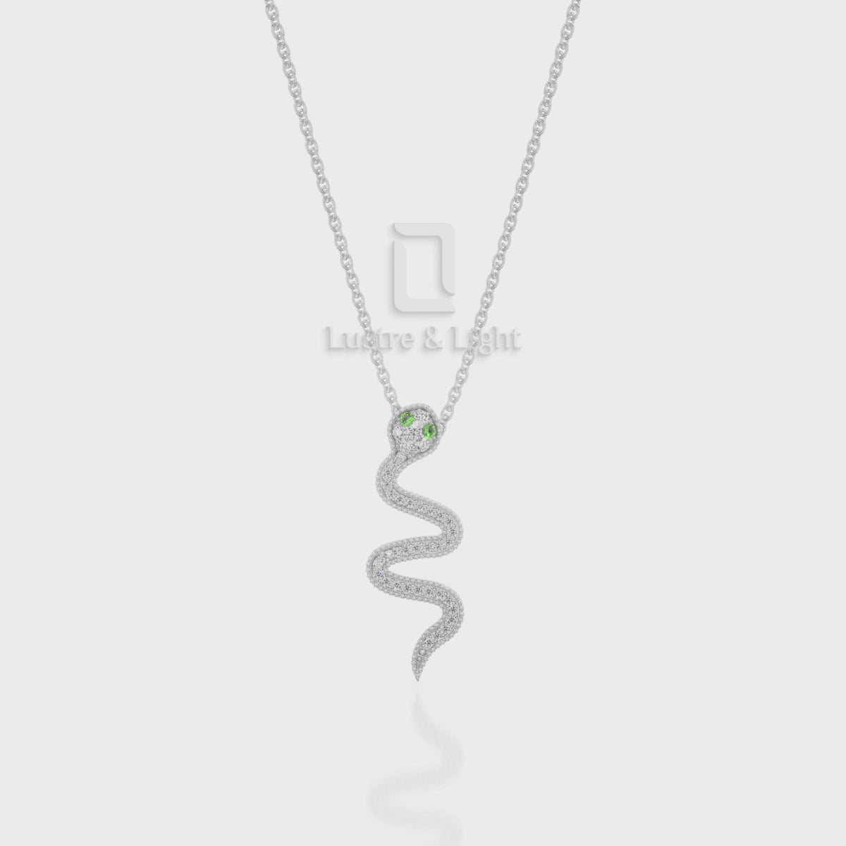 Natural Black Onyx Snake Pendant Necklace with Moissanite (18" Chain)