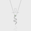 Natural Black Onyx Snake Pendant Necklace with Moissanite (18" Chain)