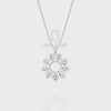 Natural Black Onyx Flower Pendant Necklace with 18" Chain