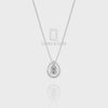 Natural Black Onyx Solitaire Halo Pendant Necklace with Moissanite (18" Chain)