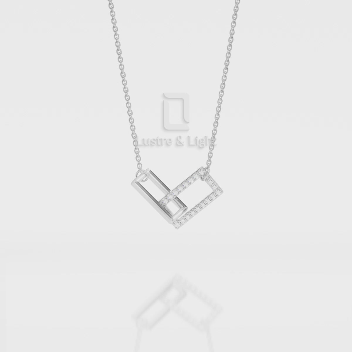 Natural Black Onyx Interlock Pendant Necklace with 18" Chain