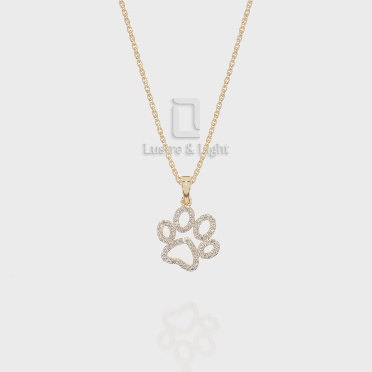 Natural Pink Tourmaline Dog/Cat Paw Pendant Necklace with 18" Chain