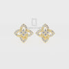 Natural Citrine 4 Petal Flower Stud Earrings for Women with Moissanite