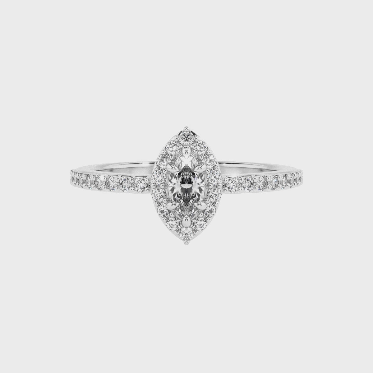 lab-grown moissanite marquise half eterity halo solitaire engagement ring